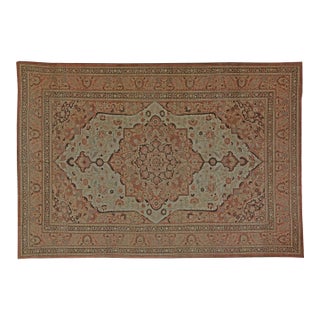 19th Century Persian Tabriz Beige, Brown and Terracotta Red Rug For Sale