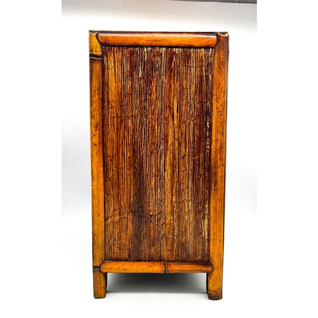 Brown Vintage Bamboo 3-Drawer Tabletop Storage Cabinet or Plant Stand – Organic Modern / Tropical For Sale - Image 8 of 12