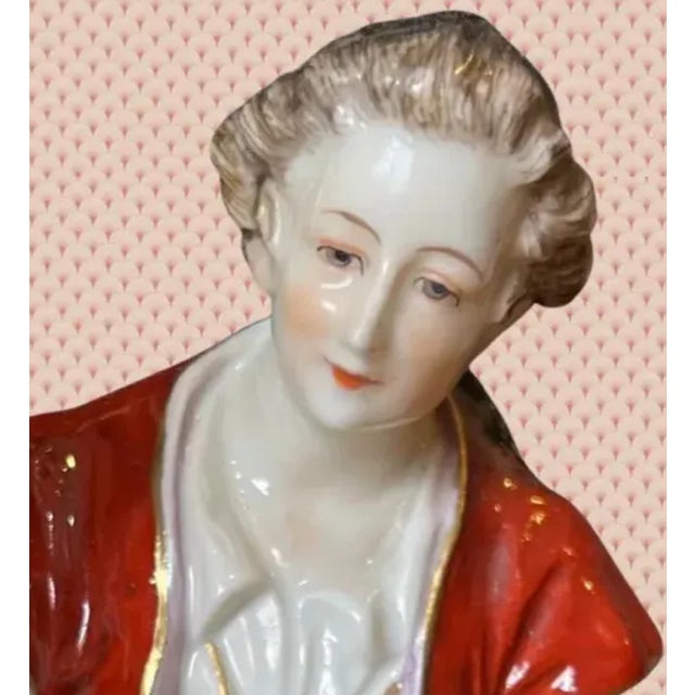 Antique Aelteste Volkstedter Table Lamp: Lady Playing Flute for Her Suitor For Sale - Image 11 of 12