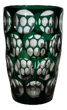 Cut Crystal Vase in Emerald Green Overlay from Val Saint Lambert