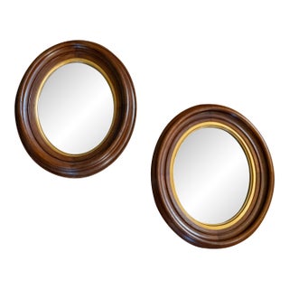 19th Century Pair of American Victorian Oval Walnut Mirrors For Sale