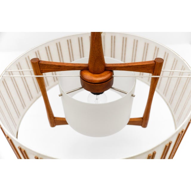 Japanese Adjustable Ceiling Lamp in Teak by Temde Swiss, 1960s For Sale - Image 6 of 10