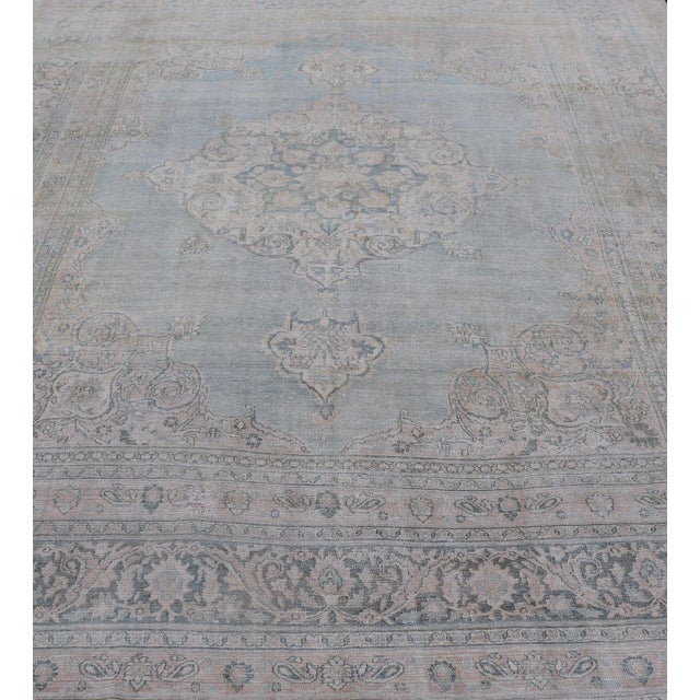 Antique Persian Khorassan Rug With Soft Blue and Taupe Allover Medallion 9'7 X 13 For Sale - Image 9 of 16