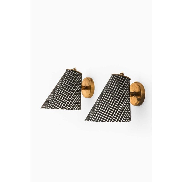 Scandinavian Modern Brass Wall Lamps, 1950s, Set of 2 For Sale - Image 3 of 9