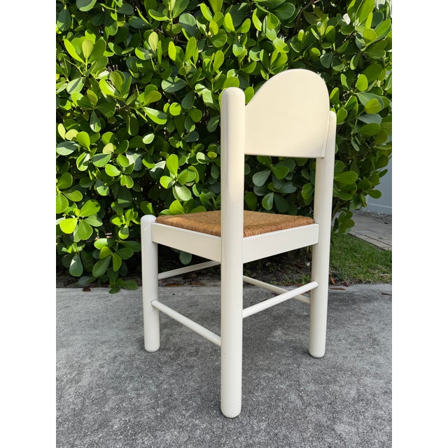 Late 20th Century Vintage Hank Loewenstein Padova Italian Rush Seat Dining Chair in White Lacquer For Sale - Image 5 of 11