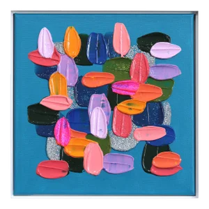My Love for Color - Impasto Thick Paint Abstract Painting With White Frame Original Artwork by Shiri Phillips
