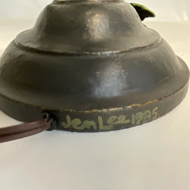 1985 Vintage Maitland-Smith French Bouillotte Style Cast Iron Table Lamp With Leaves - A Pair, Attributed, Artist Signed For Sale - Image 6 of 12