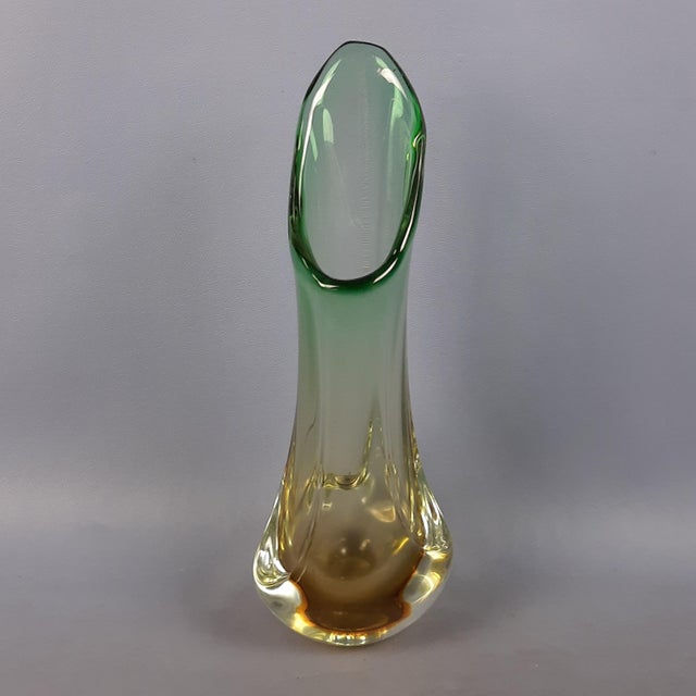 Amber Green Sommerso Murano Glass Vase by Murano for Murano, 1970s For Sale - Image 6 of 16
