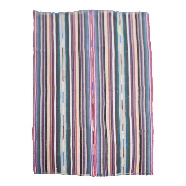 1970s Vintage Handmade Wool Cotton Multicolor Kilim Rug For Sale