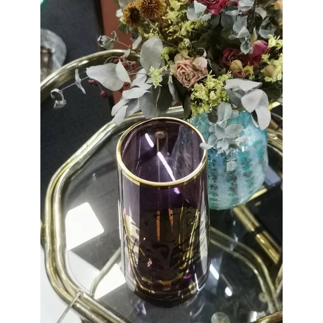1960s Hollywood Regency Glass Vase with Golden Decorations, 1960s For Sale - Image 5 of 6