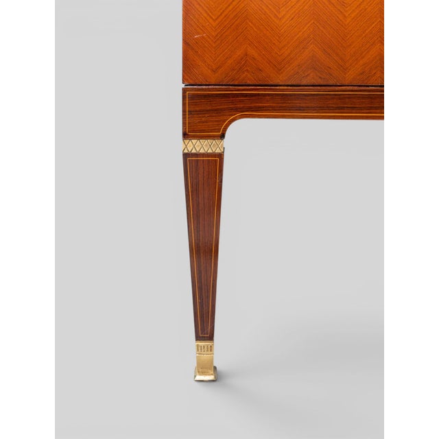 Brown Mid-Century Italian Sideboard with Floral Marquetry by Paolo Buffa, 1950s For Sale - Image 8 of 18