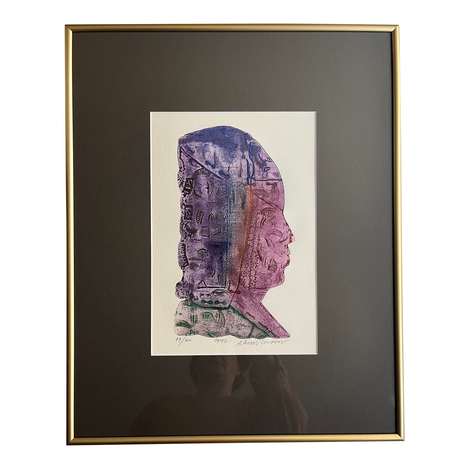1997 Turkish Artist Ergin Inan Porte Gravure Ed. 49/100 Framed Signed ...
