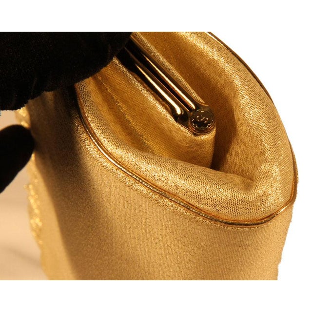 Vintage Harry Levine Usa Gold Lame Evening Clutch For Sale - Image 10 of 11