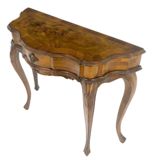 Italian One Drawer Thick Burl Olive Wood Veneers Patches Console Table MINT