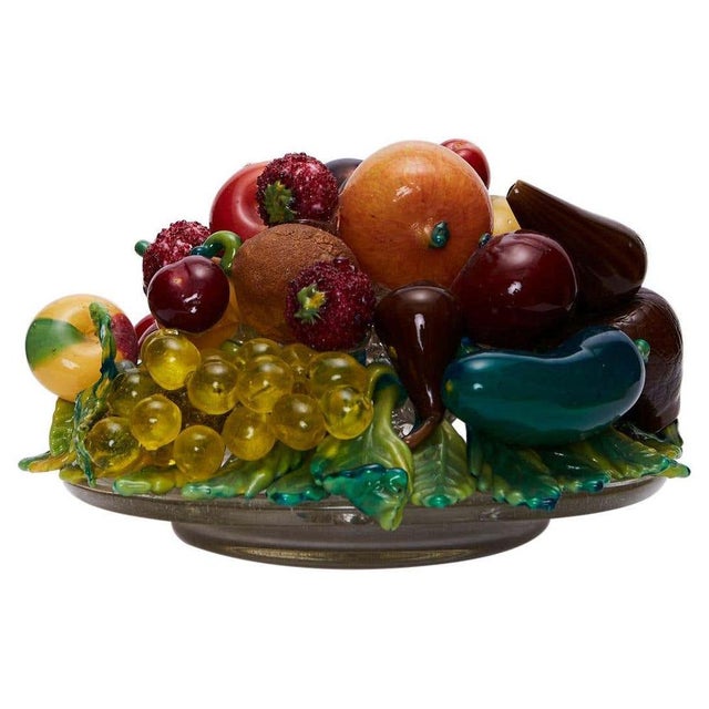 Two Murano glass fruit bowl still lifes, constructed using the technique of blown glass and applied with intricate...