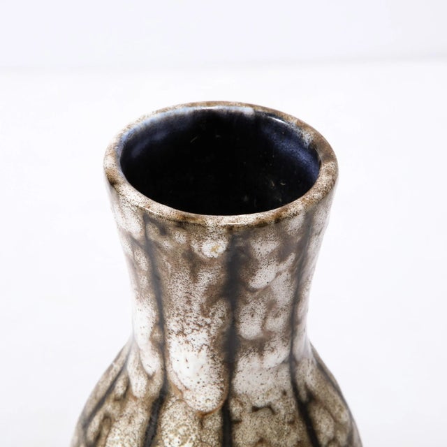 Mid-Century Modernist White and Earth Toned Ceramic Vase With Banded Detailing For Sale - Image 9 of 13