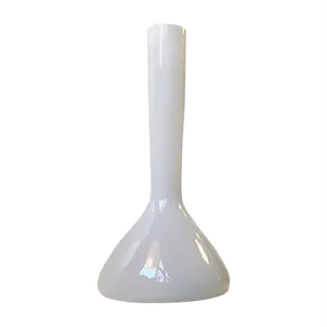 Modernist White Opaline Glass Vase by Jacob E. Bang for Holmegaard, 1950s