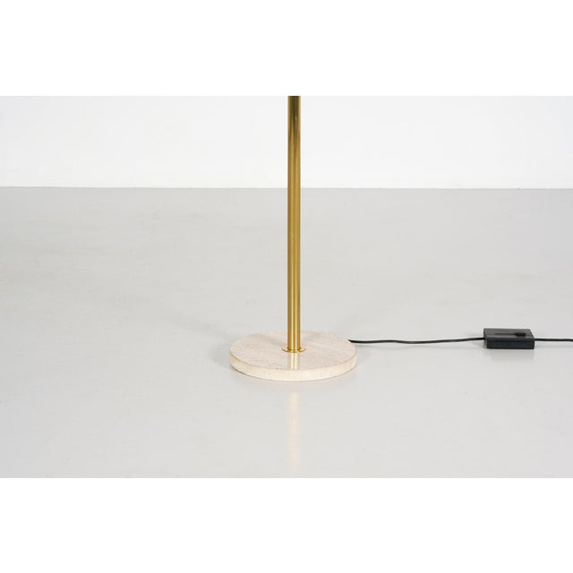 Gold-Plated Brass and Travertine Stone Floor Lamp, 1970s For Sale - Image 4 of 6