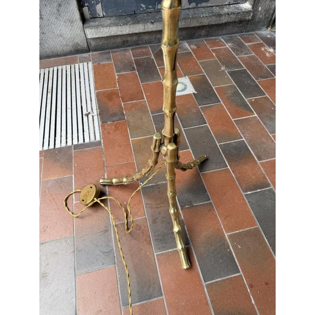 Triple Bronze Faux Bamboo Floor Lamps by Maison Bagues, 1950 For Sale - Image 6 of 17