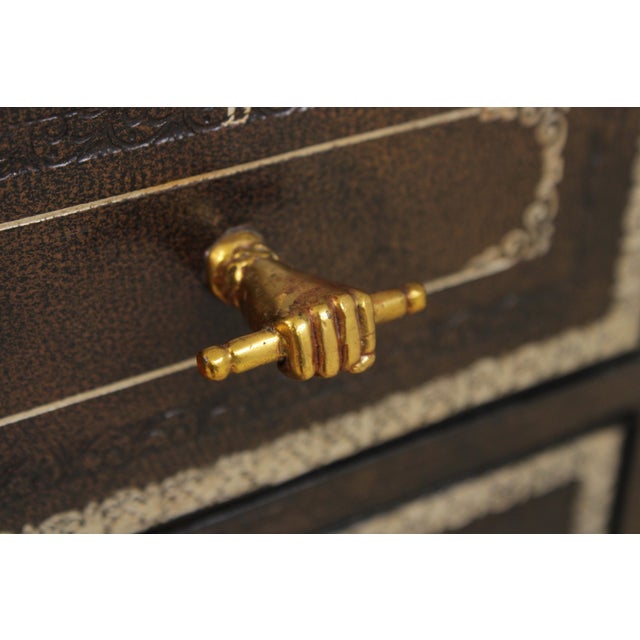 Maitland Smith Leather Wrapped Apothecary Chest For Sale - Image 9 of 18
