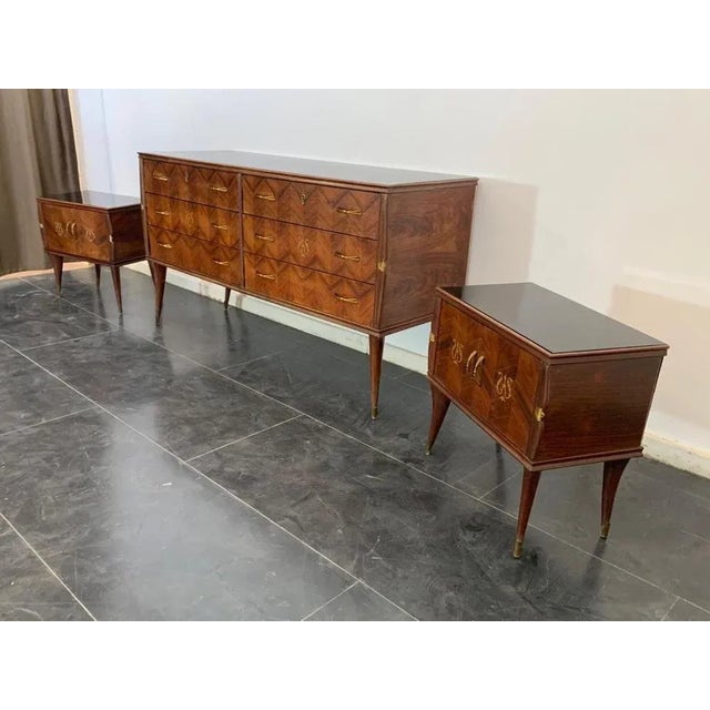 Chest of Drawers in Rosewood & Brass Details, 1950s For Sale - Image 11 of 12