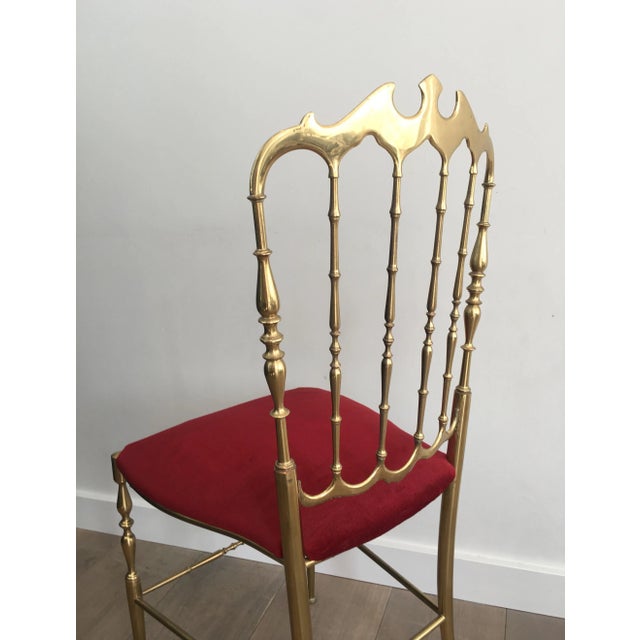 Brass and Red Velvet Chiavari Chair, circa 1940 For Sale - Image 6 of 13