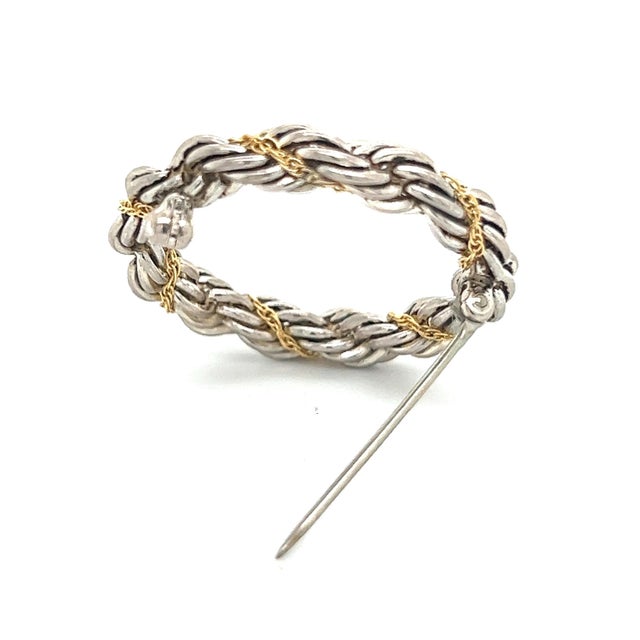 1990s Tiffany & Co Estate Circle Wreath Brooch 18k G + Silver For Sale - Image 12 of 12