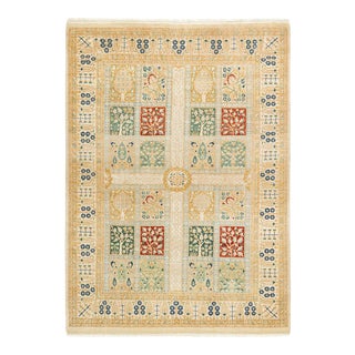 Mogul Collection Hand-Knotted Area Rug - Ivory 4' 2" x 6' 0" For Sale