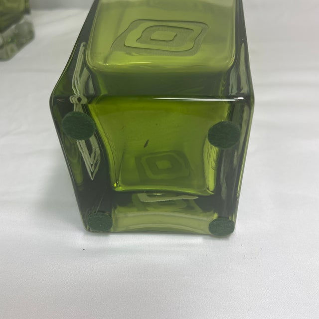 Abstract Pair of Vintage Vases on Green Glass For Sale - Image 3 of 10