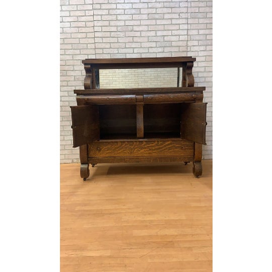 1900s Antique Empire Quarter Sawn Oak Sideboard With Mirror Chairish