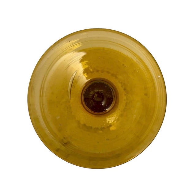 Vintage Empoli Italian 10.75” Tall Amber Optic Art Glass Vase 1960’s. For Sale In Atlanta - Image 6 of 7