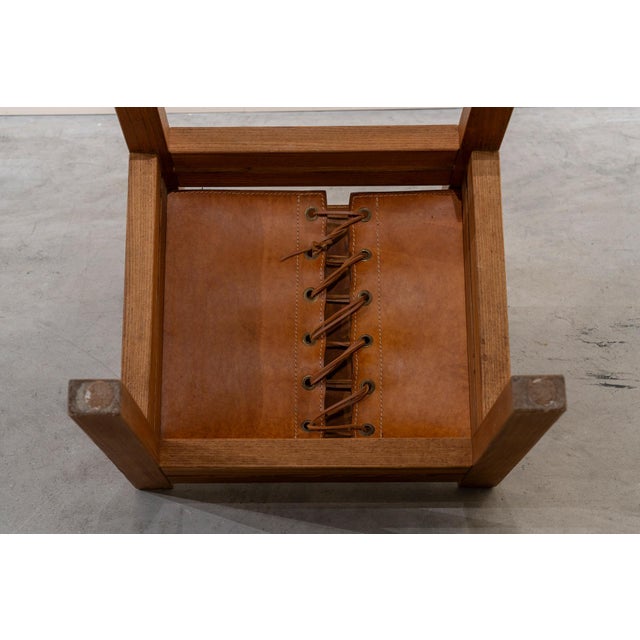 Rationalist French Chairs in Leather and Wood, 1970s, Set of 2 For Sale - Image 10 of 12