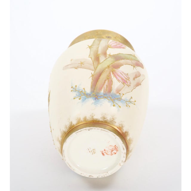Gold Antique Hand Painted & Gilt Decorated German Porcelain Decorative Vase For Sale - Image 8 of 8