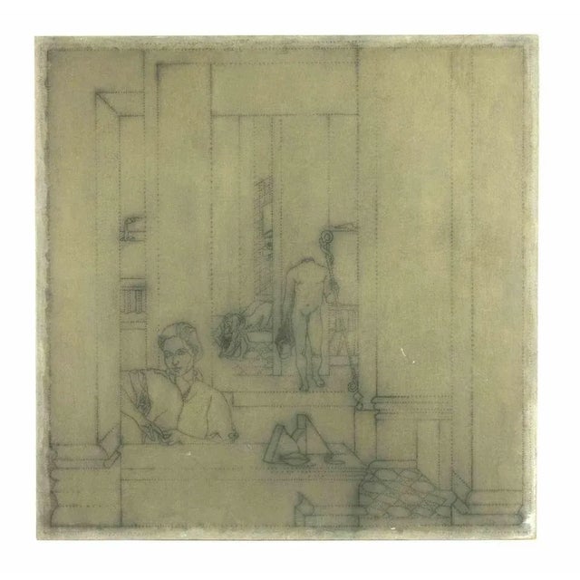 Luigi Campanelli, Geometric Composition of Man, Original Mixed Media on Canvas, 1980s For Sale - Image 4 of 4