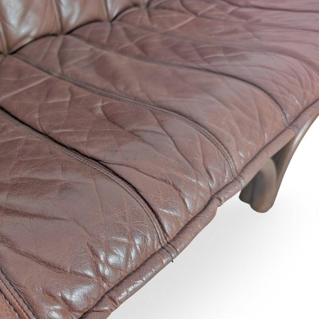 Brown Mid-Century Italian Bamboo and Brown Leather Sofa For Sale - Image 8 of 10