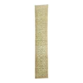 Zabihi Collection Narrow Antique Persian Tabriz Brown Green Runner - 2'4" x 14' For Sale