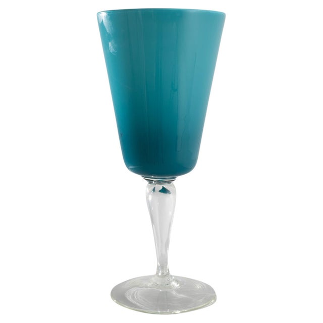 1960s Italian Teal Glass Goblet For Sale - Image 15 of 18