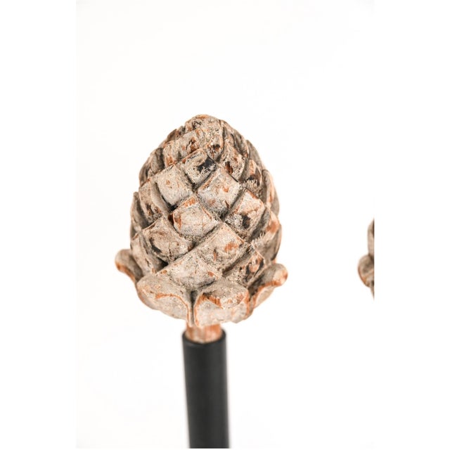 19th Century Antique Carved Wooden Architectural-Salvaged Artichoke Finials—A Pair For Sale - Image 5 of 9