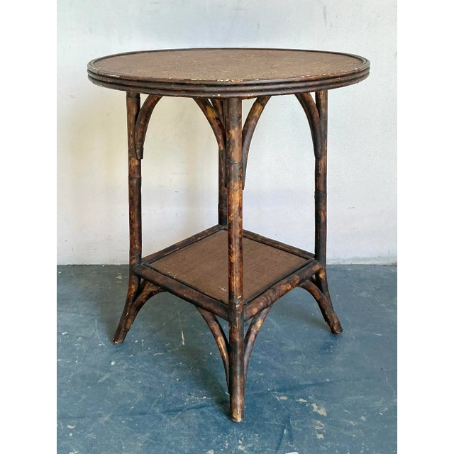 Vintage Boho Burnt Bamboo Side Table For Sale - Image 11 of 12
