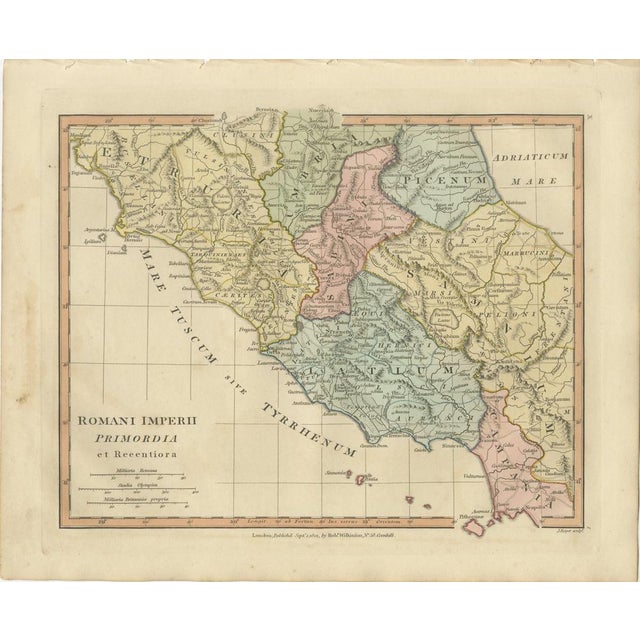 Antique map of central italy & early roman empire – wilkinson c.1800 this finely engraved and beautifully hand-colored...