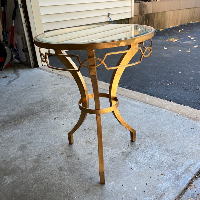 Gold 1980s Arteriors Modern Gold Leaf Finished Cinched Waist Side Table For Sale - Image 8 of 12