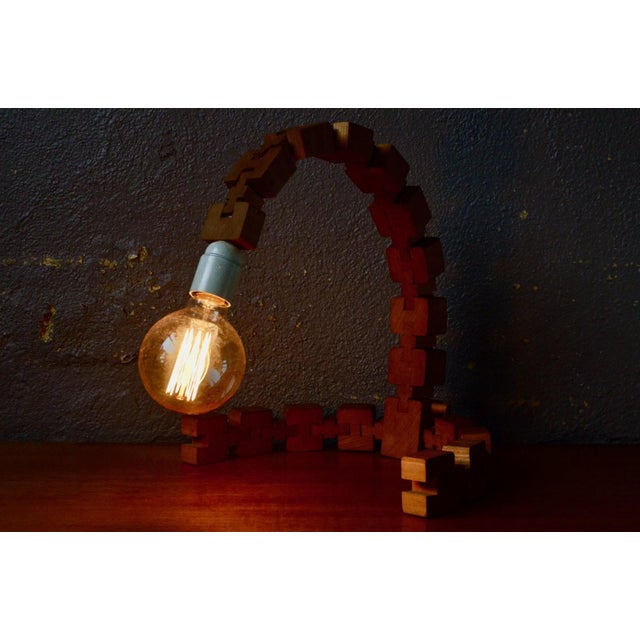Vintage Articulated Wooden Table Lamp, 1970s For Sale - Image 6 of 12