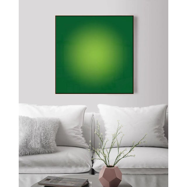 "Green Halo" Framed Facemount Acrylic Artwork by Alejandro Franseschini with Gold Frame For Sale - Image 4 of 5