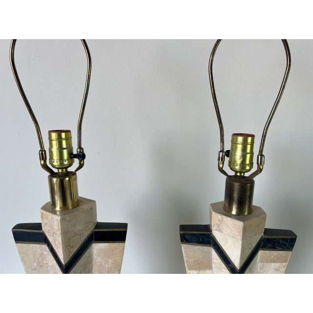 1980s 80's Maitland Smith Tessellated Stone Table Lamps - a Pair For Sale - Image 5 of 10
