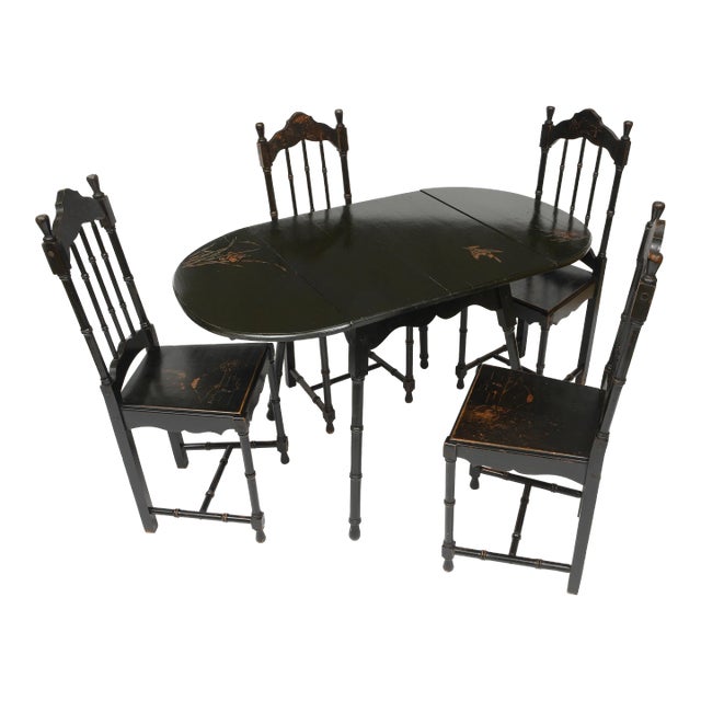 Late 19th Century Japanese Tea Table With Four Chairs - Set of 5 For Sale