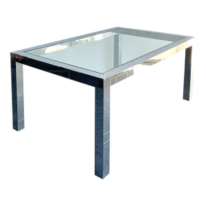Vintage Boho Chrome Cityscape Dining Table After Paul Evans
