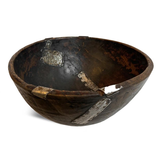 Mid 20th Century Large Vintage Fulani Wood Bowl For Sale - Image 5 of 9