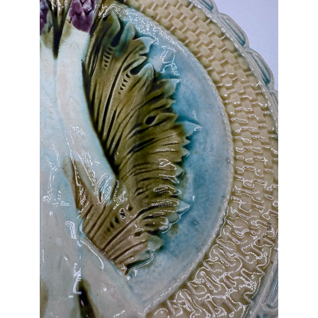 French Country Late 19th Century French Majolica Asparagus Plate From Salins For Sale - Image 3 of 7