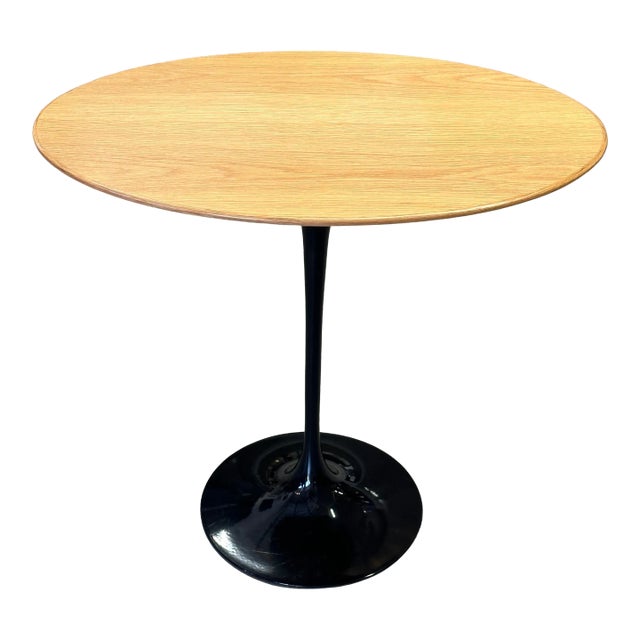 Eero Saarinen for Knoll Oval Tulip Table in Oak and Black For Sale