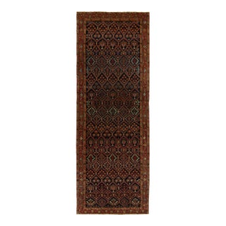 Rare Antique Persian Joshaghan Rug in Red, Black & Golden-Brown Floral Patterns For Sale